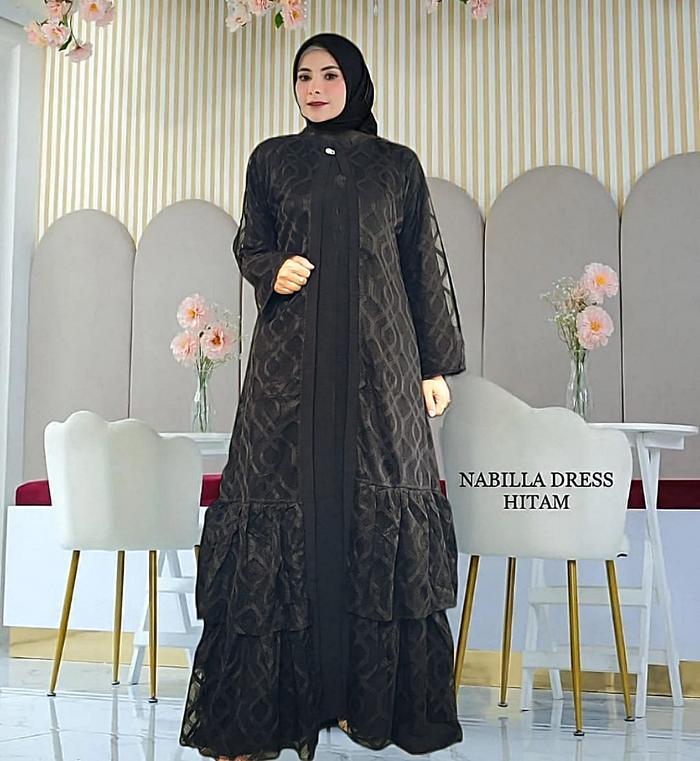 Quality Gamis Jumbo Inner Set Outher Brukat Malika -Gamis Muslim Wanita Kondangan Formal Syari Maxi 