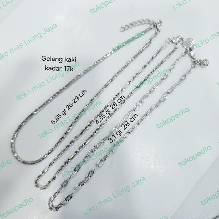 GELANG KAKI EMAS PUTIH KADAR 750/17K