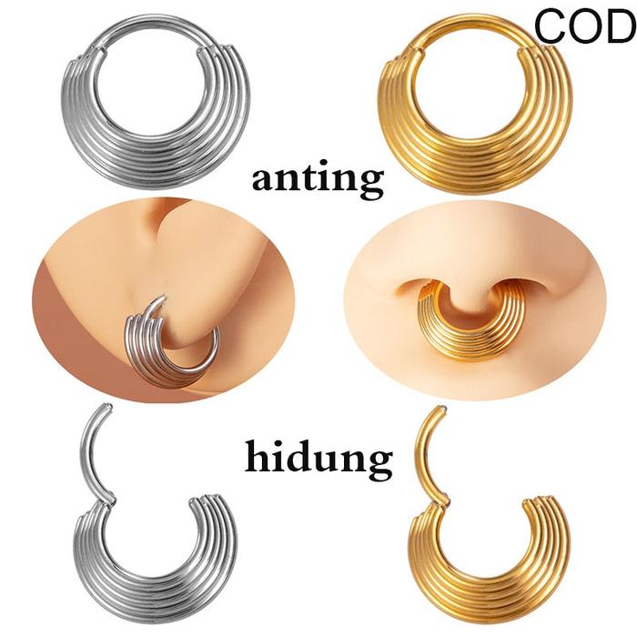 anting hidung titanium piercing lima lapis anting bulat anting korean style anti karat tindik tulang