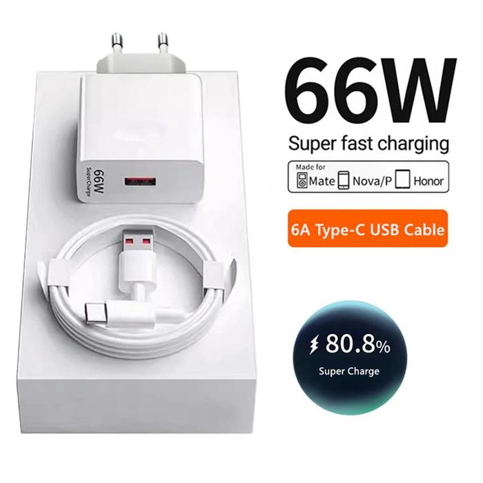 66W 6A Super Fast Charger for Huawei Mate 40 50 60 P50 P60 Nova 9 10 Honor 90 100 Magic 5 Lite 6 Pro