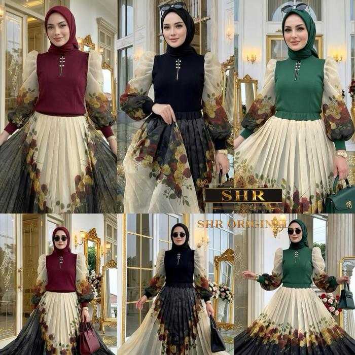 Ready!!!new ori SHR!!Stelan Rok mawar organzacantik!!