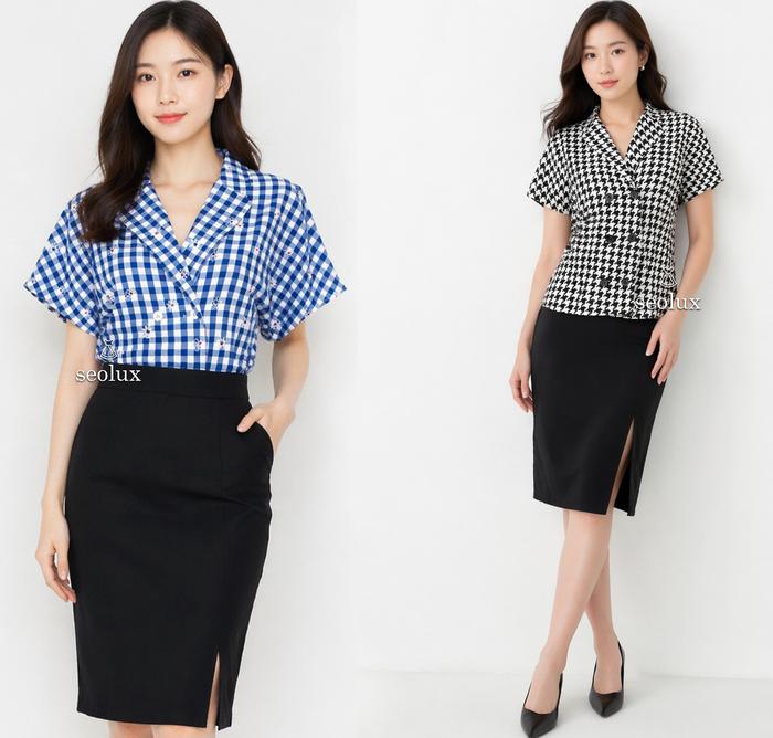SEOLA - SL450 - Atasan Outer Wanita V Neck Casual Short Sleeves