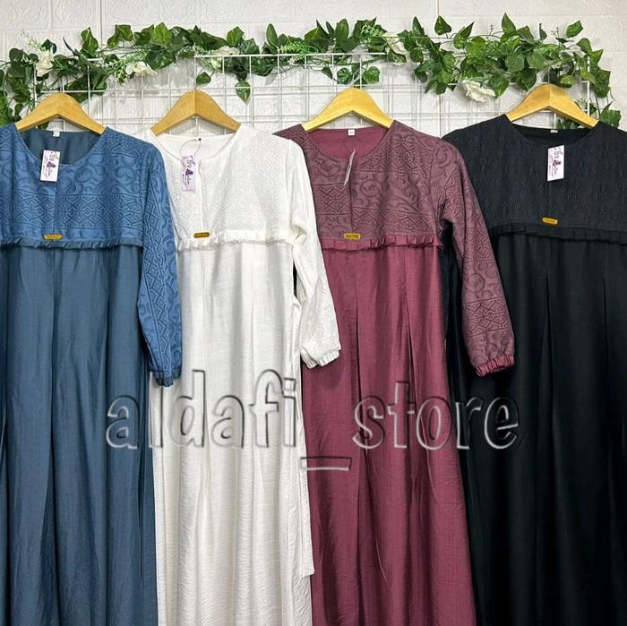 Gamis almira rempel dada/gamis brukat pololinen/gamis muslim kekinian