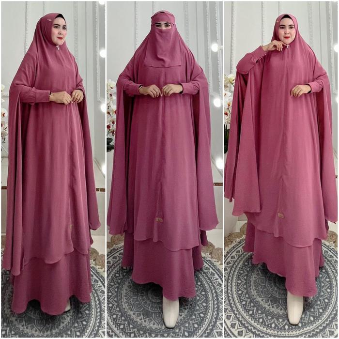 BISA COD! One Set Gamis Syar.i Polos Kode ASIMNI Bahan Kringkel Premium By Ory ajeZas collection