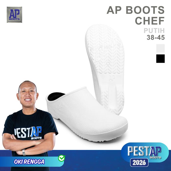 AP Boots AP Chef Putih - Sepatu Slip On Dapur Flat Shoes