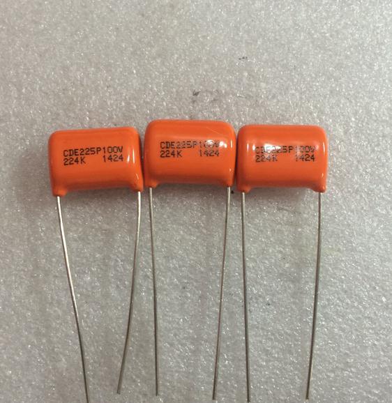 The new American CDE 225P series 100V 0.22UF 224K audio coupling