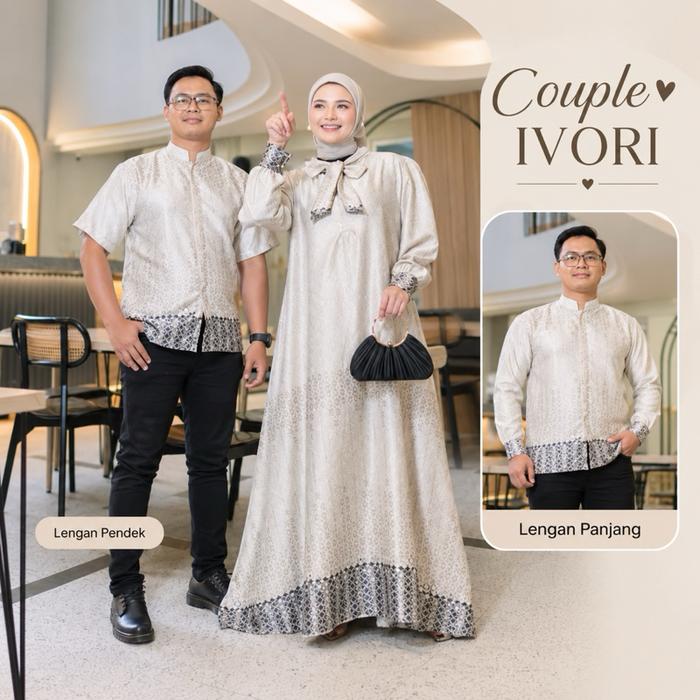Khalifa Couple Sarimbit Terbaru Setelan Pasangan Mewah Gamis & Koko Dior Silk Premium Motif Eksklusi