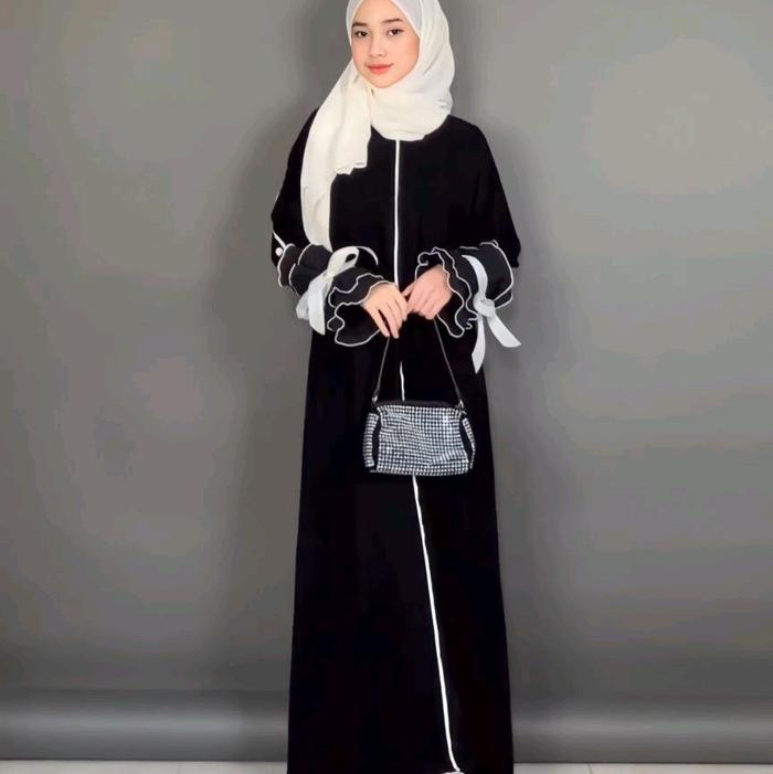 Abaya Gamis Nhabsyie Collection - Abaya dubai 1059 - Abaya jetblack hitam marun moca