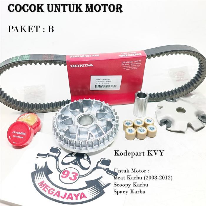 PAKET CVT komplit Rumah Roller SET Kipas Roller VanBelt honda Beat Karbu / Lama - Scoopy - Spacy Kar