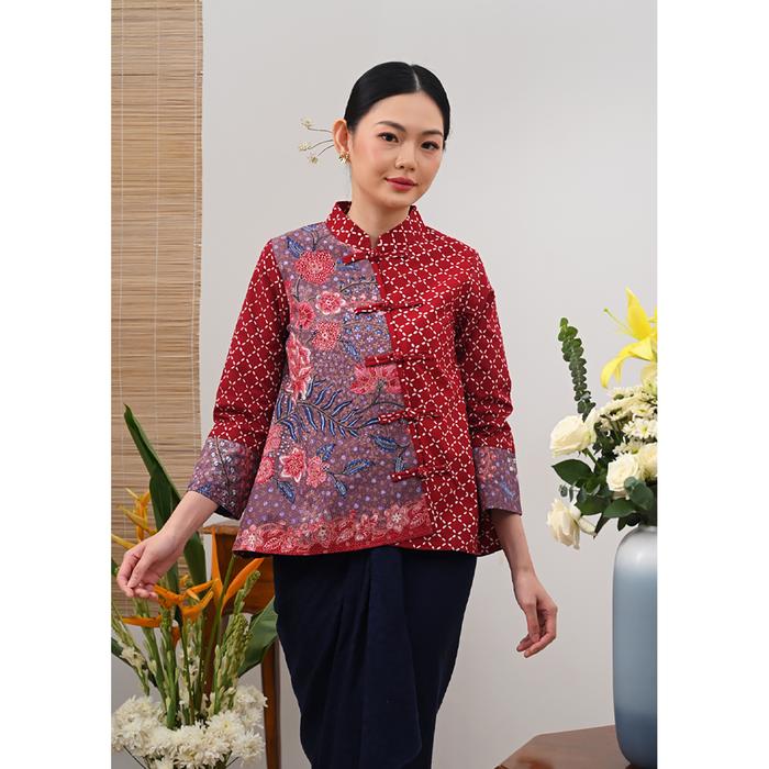 NONA RARA - Vivi Encim T5810, Baju kerja batik blouse wanita modern