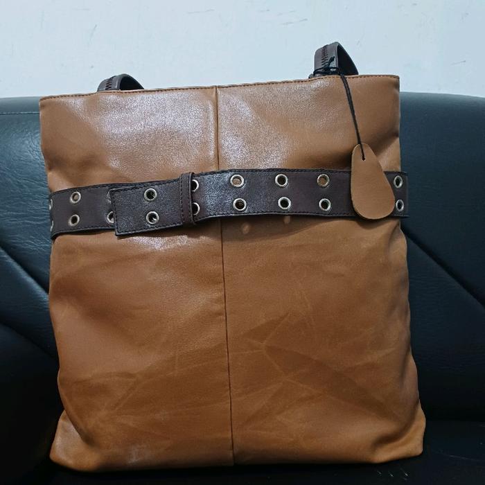 Preloved Second Bekas Tas Tote Hobo Coklat Gasper Kulit Asli