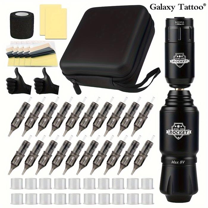 DM Wireless Tattoo Kit Complete Mini Rocket Machine Battery Case Needle Power Ink Rotary Tattoo Pen 