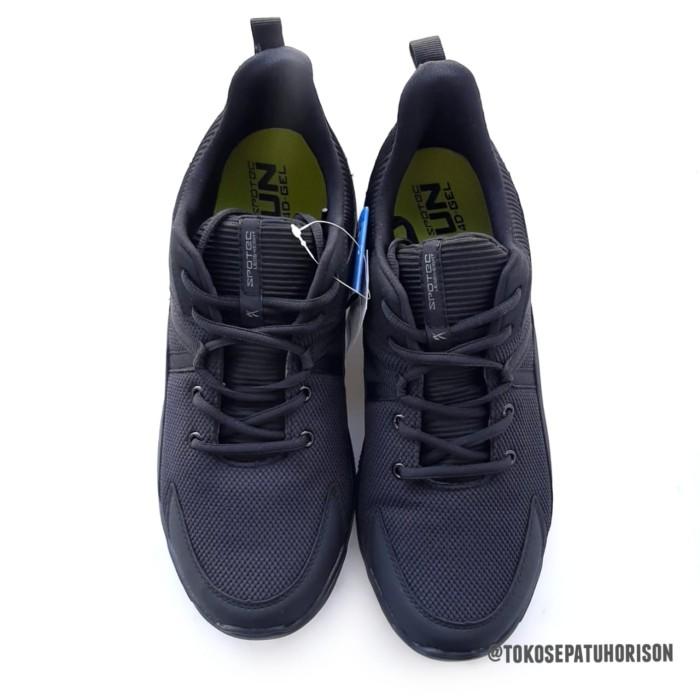 D☛FF RUNNING SHOES - SPOTEC BRIAN FULL BLACK - SEPATU SEKOLAH F㊚QS
