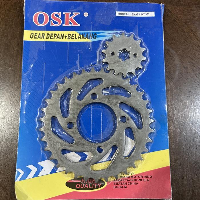 OSK OLD SMASH GEAR PAKET 14T 35T DEPAN BELAKANG GIR MOTOR SHOGUN 125