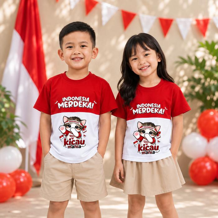 Kaos Anak Hut Indonesia / Kaos Anak Merah Putih Anak / Baju Anak 17 Agustus / Atasan Merah Putih Ana