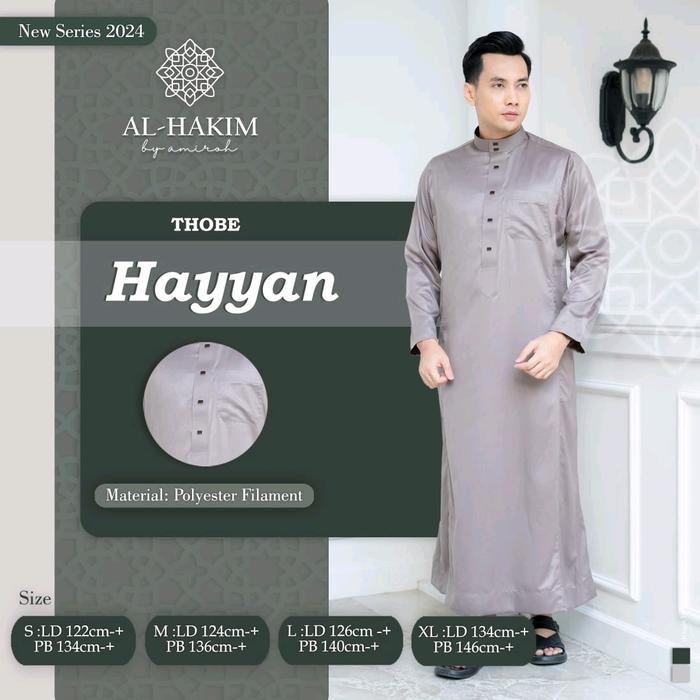 Al Hakom Thobe Hayyan Jubah Gamis Pria laki laki baju lebaran ramadhan umrah haji shalat idhul adha 