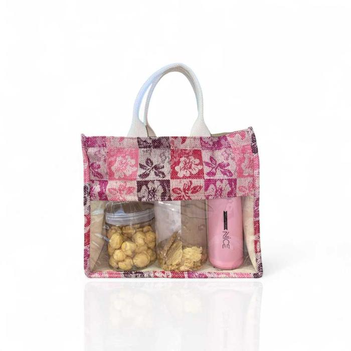 Tas Tote Bag Wanita Bahan Rajut Tas Jinjing - Goodie Bag Tas Rajut Kombinasi Mika Hampers Muat Tople