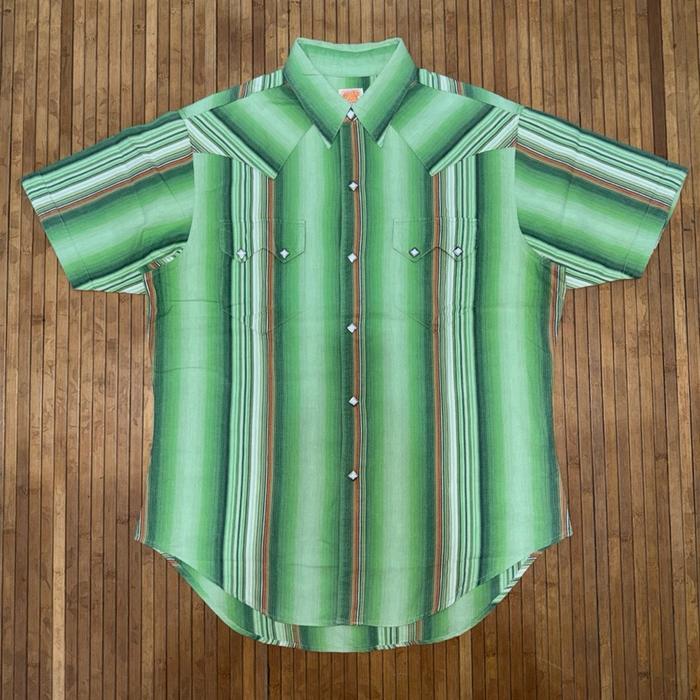 SUGAR CANE By TOYO ENTERPRISE STRIPED SNAP BUTTON VINTAGE WESTERN RANCH WEAR SHORT SLEEVE SHIRT RRL 
