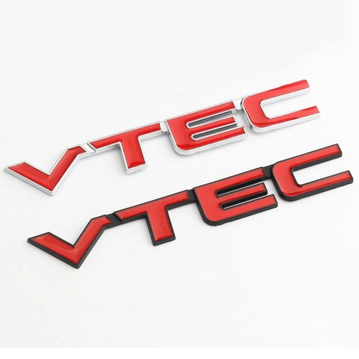 Emblem Mobil Vtec Merah 3D Bahan Metal - Emblem logo stiker Vtec Honda Hrv CRV jazz Brio