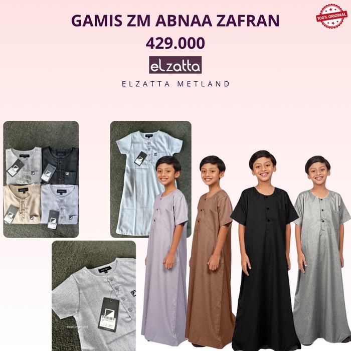 GAMIS ZM ABNAA ZAFRAN Gamis Anak Laki Zatta Men Jubah anak lengan pendek kancing depan bahan katun M