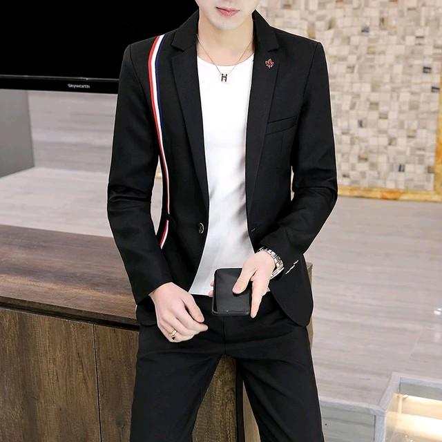 SETELAN JAS PRIA TERBARU VARIASI GARIS PITA WARNA / BLAZER ELEGANT PRIA GAYA KOREA Formal Slim Fit K