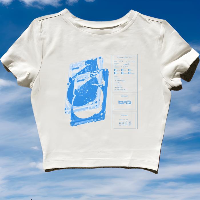 Crop Top WAVE TO EARTH KASET | Crop Tee Style Vintage y2k | Tank top Putih Oversize Bootleg | Press 