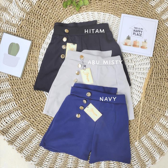 Celana Pendek Wanita Standar & Jumbo Karet Belakang Pinggang Bahan Scuba Import Premium Hitam Coksu 