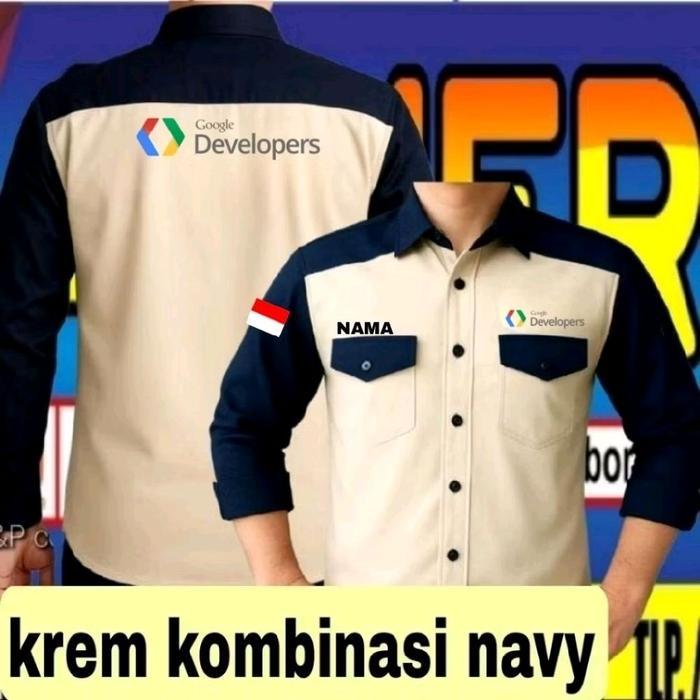 ready stok full bordir Kemeja google developer baju google developer seragam google developer Pdh go