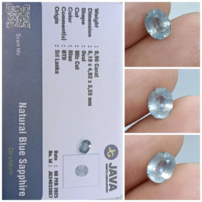 Natural Blue Sapphire Ceylon Mini Top kristal memo JGL Safir Srilanka NoHeat