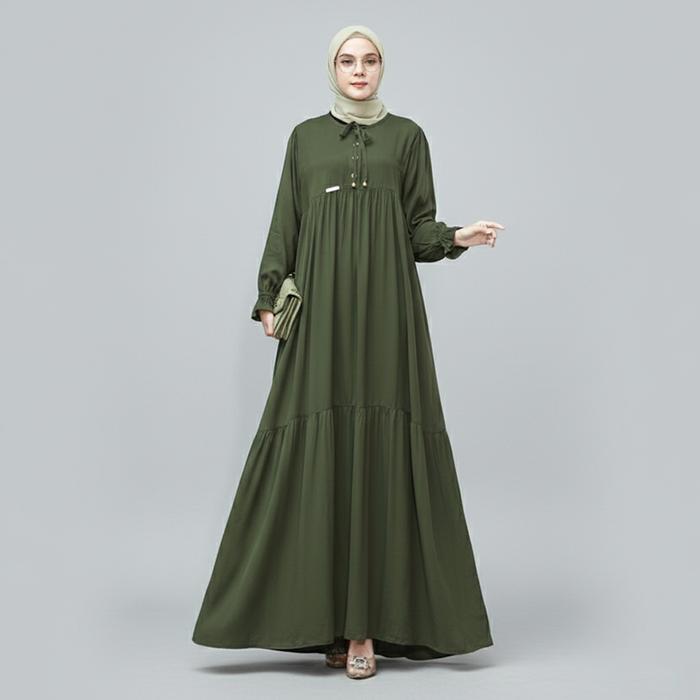 Gamis Muslim Wanita Ayumi #2 Dress Polos  Rayon Twill Gamis Orinaura Ready L - XL -XXL