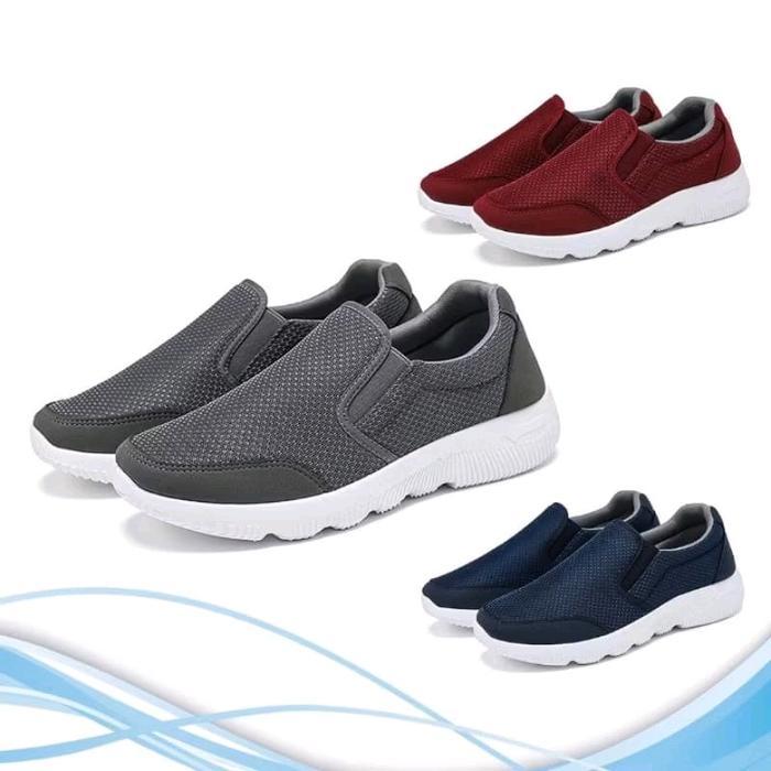 PROMO!! NJUSAN'S_STORE Sepatu Slip-On Mules Full Hitam Tapak Lentur Ringan Pria Ukuran 39-44 Kanvas 