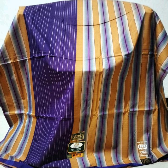 Sarung BHS KES Gold Full Sutra Motif Songket Salur Hitam Garis Silver - Nyaman, Muslim