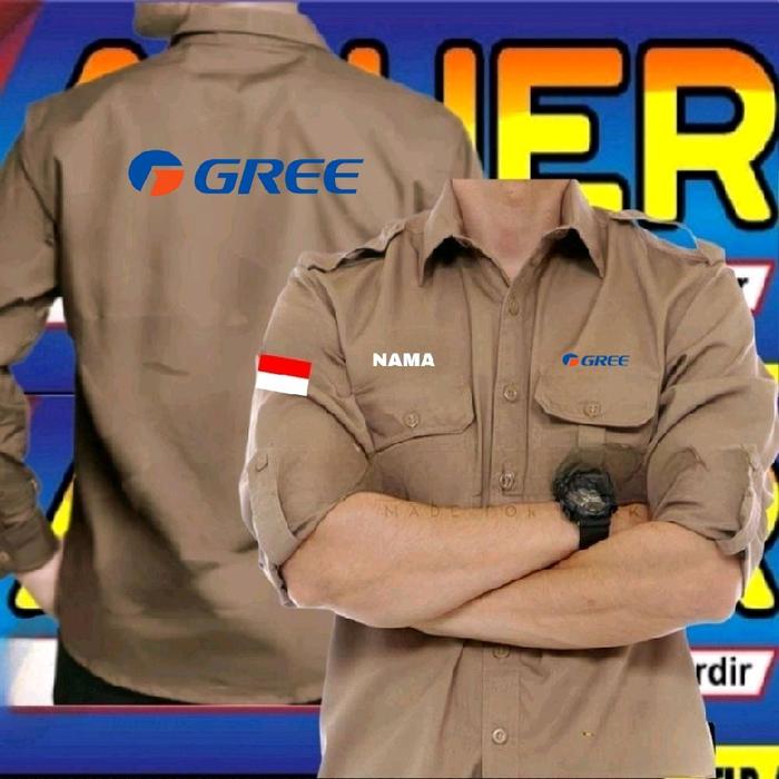 warna coklat kemeja gree ac baju Gree ac seragam gree ac Pdh gree AC kemeja kerja Gree ac baju kerja