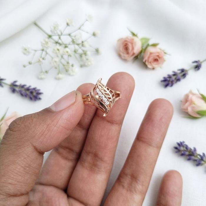 Swasa cincin Elemen Daun dewasa size 7