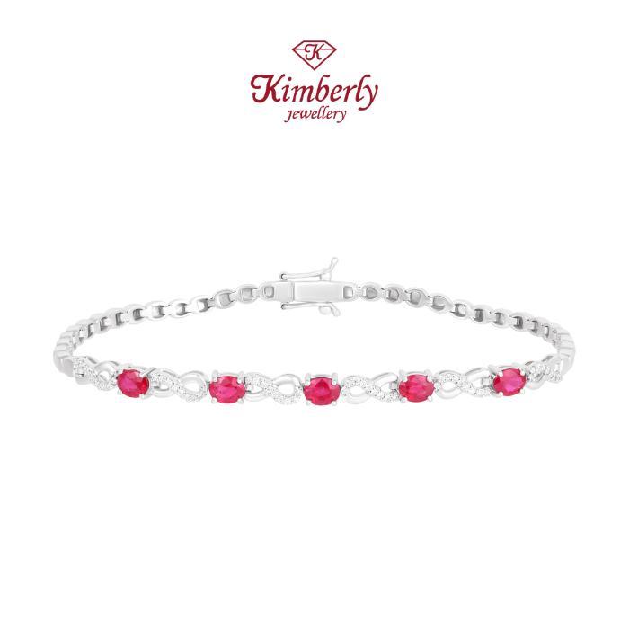 Gelang Rantai Berlian Batu Ruby Burma Kbe1278378 - Kimberly Jewellery