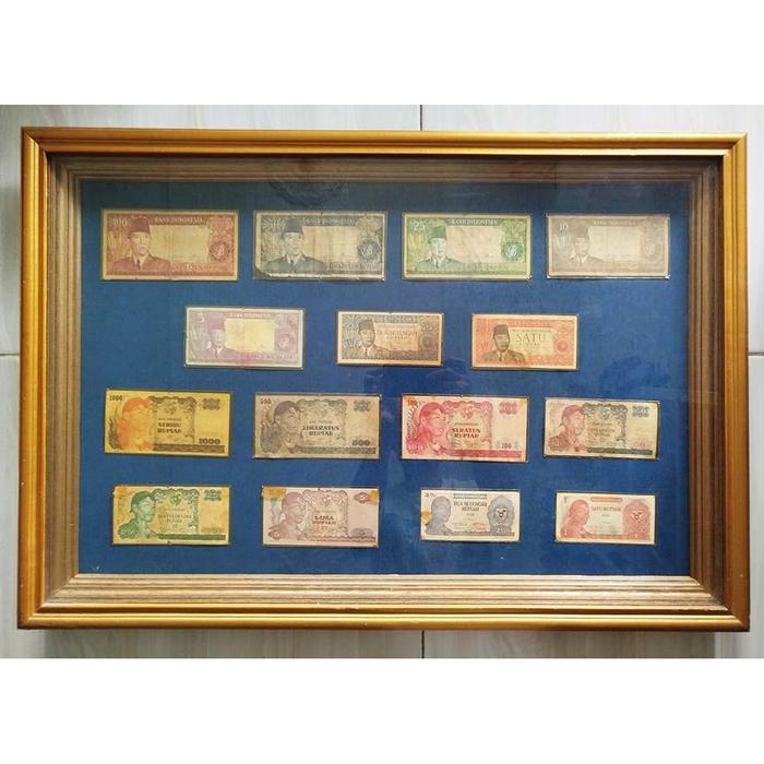 Koleksi Rupiah Kuno Jadul Total 92 pcs Bonus 4 Pigura Uang Kertas & Logam Tahun 1947-1993