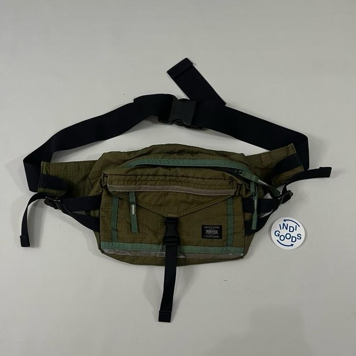Porter Yoshida & Co Nylon Reflective Olive Green Waist / Sling Bag no Muji Uniqlo U Carhartt Dickies