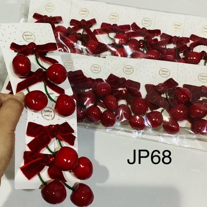 LUSINAN Jepitan pasangan pita motif (JP62 ceri)(JP62A kupu2)(JP62B flower)(JP62C mutiara)(JP68(ABCDG