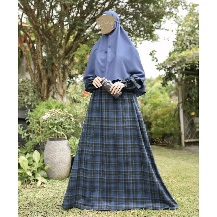 Ditsy Nightgown Nael Darkblue series 2 Katun Pinot Gamis Wanita Kancing