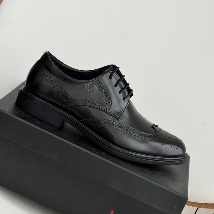 Sepatu Formal Kulit ECCO Olahraga Hitam Cokelat Premium untuk Kantor Kerja Pria Nyaman Acara Shoes 4