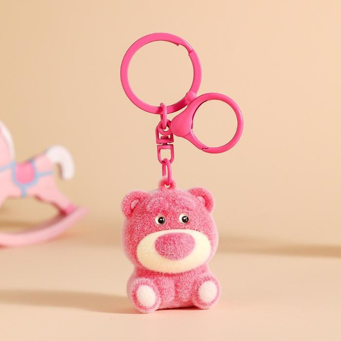 Gantungan Kunci Figure Beruang Pink untuk Tas Karakter Lucu Stitch Linabell, Aksesoris Hiasan Ganci 