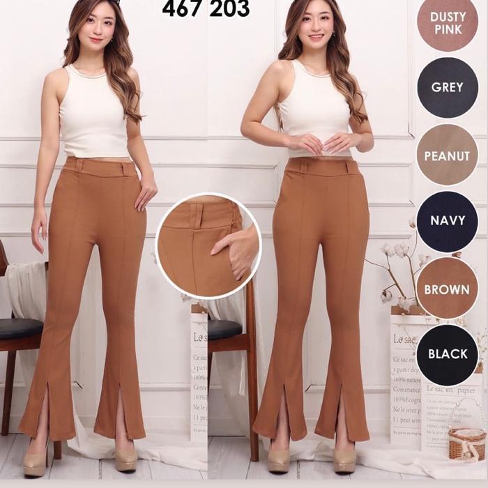 NEW TERMURAH BERKUALITAS Celana Ameera Ukuran Standar Katun Slit Belah Tengah Bahan Soft Jeans