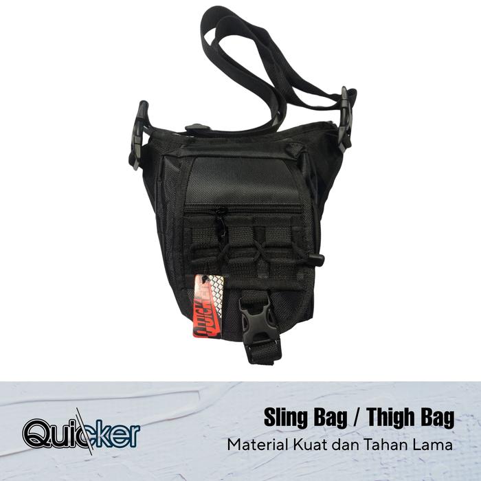 (Quicker) Tas Pinggang / Slingbag/ Tas Paha / Tas Touring/ Tas Motor Full Black Quicker Armstrong