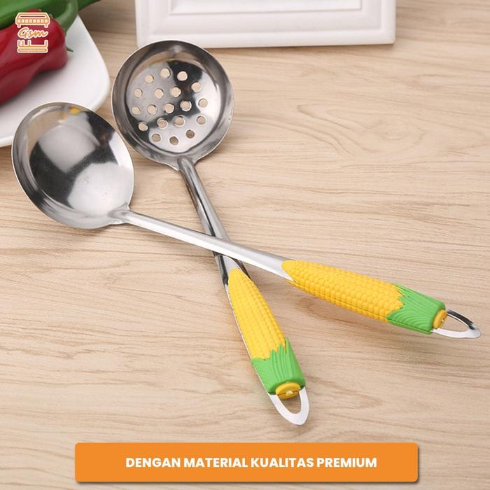 GSM Spatula Set 7pcs Sodet Stainless Motif Jagung / Sutil Sodet Ukuran Jumbo
