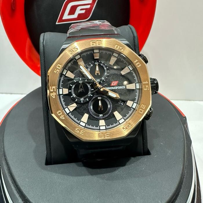 Jam tangan Chronoforce 5345G Pria Chronograph sport original stainless steel water resist