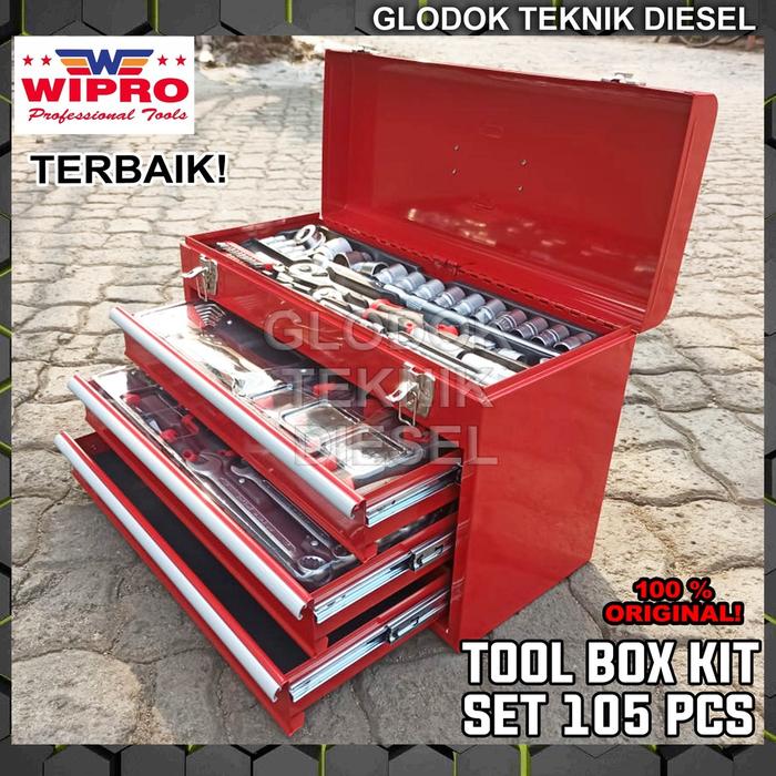 WIPRO 1/4" & 1/2" Tool Box Kit Set TS 105 PCS TS105 METRIC LENGKAP BENGKEL