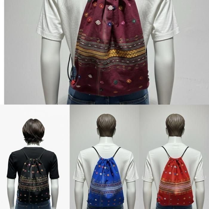 Tas ransel serut etnik ulos motif langka dan tidak pasaran