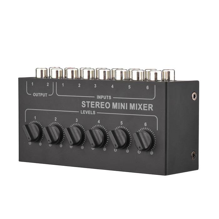 Mini Stereo 6 Channel Passive Mixer RCA Portable Audio Mixer 6 In 2