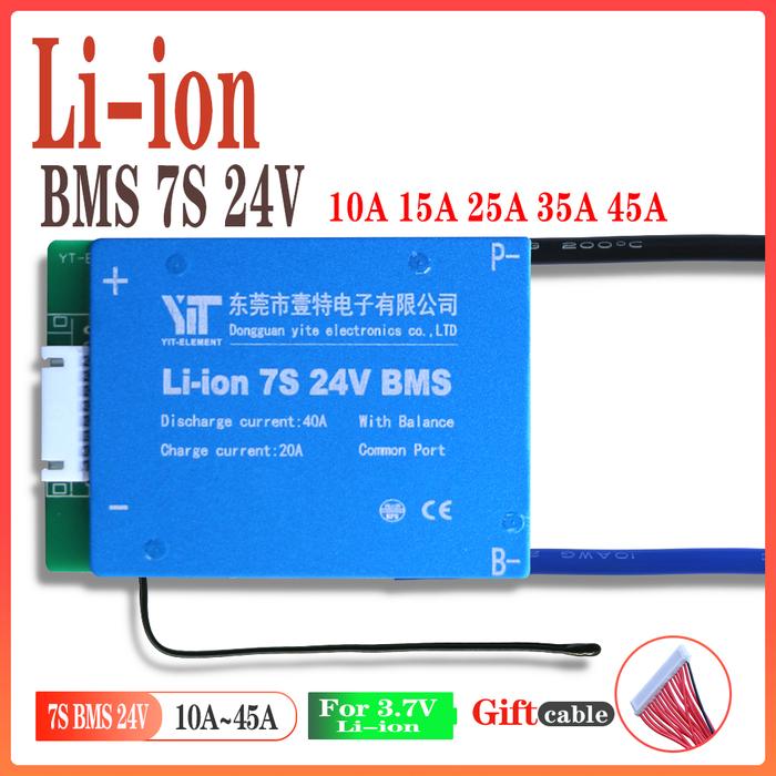 18650 Lithium Battery Pack BMS 7S 24V 3.6V 3.7V Li ion Overcurrent