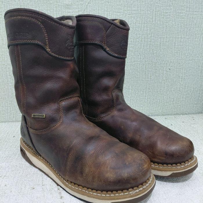 Georgia Boot wedge 10" Brown Waterproof size 45 insole 29 cm